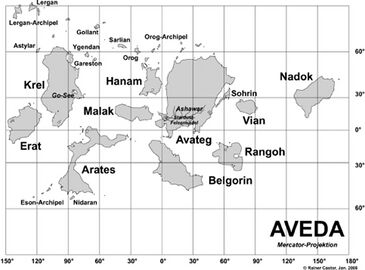 Karte: AVEDA - Mercator-Projektion PR 2436 Zeichner: Rainer Castor © Heinrich Bauer Verlag KG, Hamburg