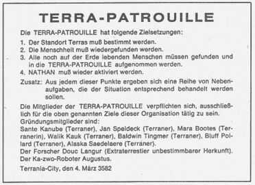 Heft PR 768: Regeln der Terra-Patrouille Zeichner: Willi Voltz © Heinrich Bauer Verlag KG, Hamburg