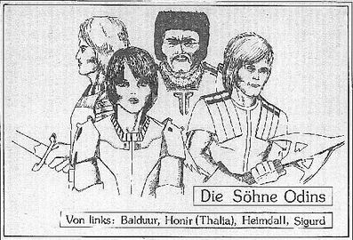 Die Söhne Odins - Von links: Balduur, Honir (Thalia), Heimdall, Sigurd Atlan 325 Zeichner: Horst Hoffmann © Heinrich Bauer Verlag KG, Hamburg