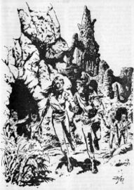 Heft PR 1342: Eirene und Perry Rhodan in Bedrängnis durch die Kartanin Zeichner: Johnny Bruck © Heinrich Bauer Verlag KG, Hamburg