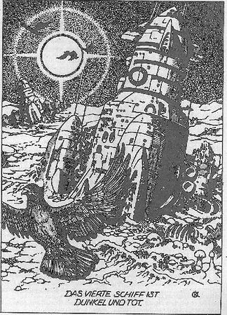 Das vierte Schiff ist dunkel und tot. Atlan 469 Zeichner: Themistokles Kanellakis © Heinrich Bauer Verlag KG, Hamburg